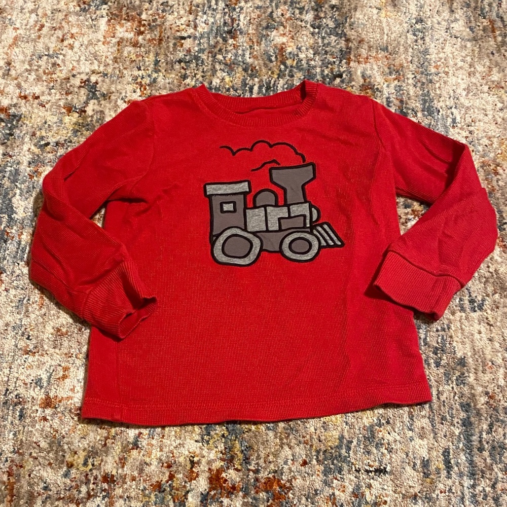 Jumping Beans Red Train Graphic Long Sleeve Tee